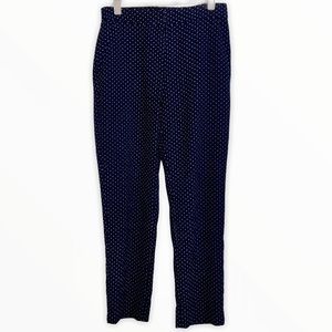 J. Crew Navy Blue and White Patterned Trouser